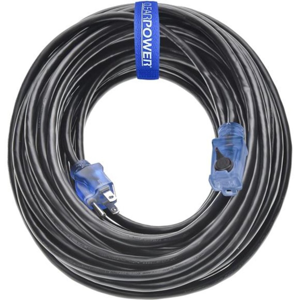 80 ft Outdoor Extension Cord 16/3 SJTW with Lighted Locking Connector, Black